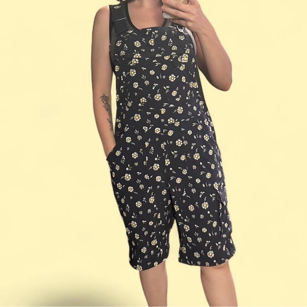 Duluth Trading Co Navy Floral Overalls